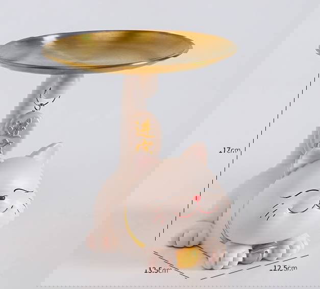 Lucky Cat Charm Key & Jewelry Organizer Tray - Fishtail Cat Tray Pink -Viva Essence Pet