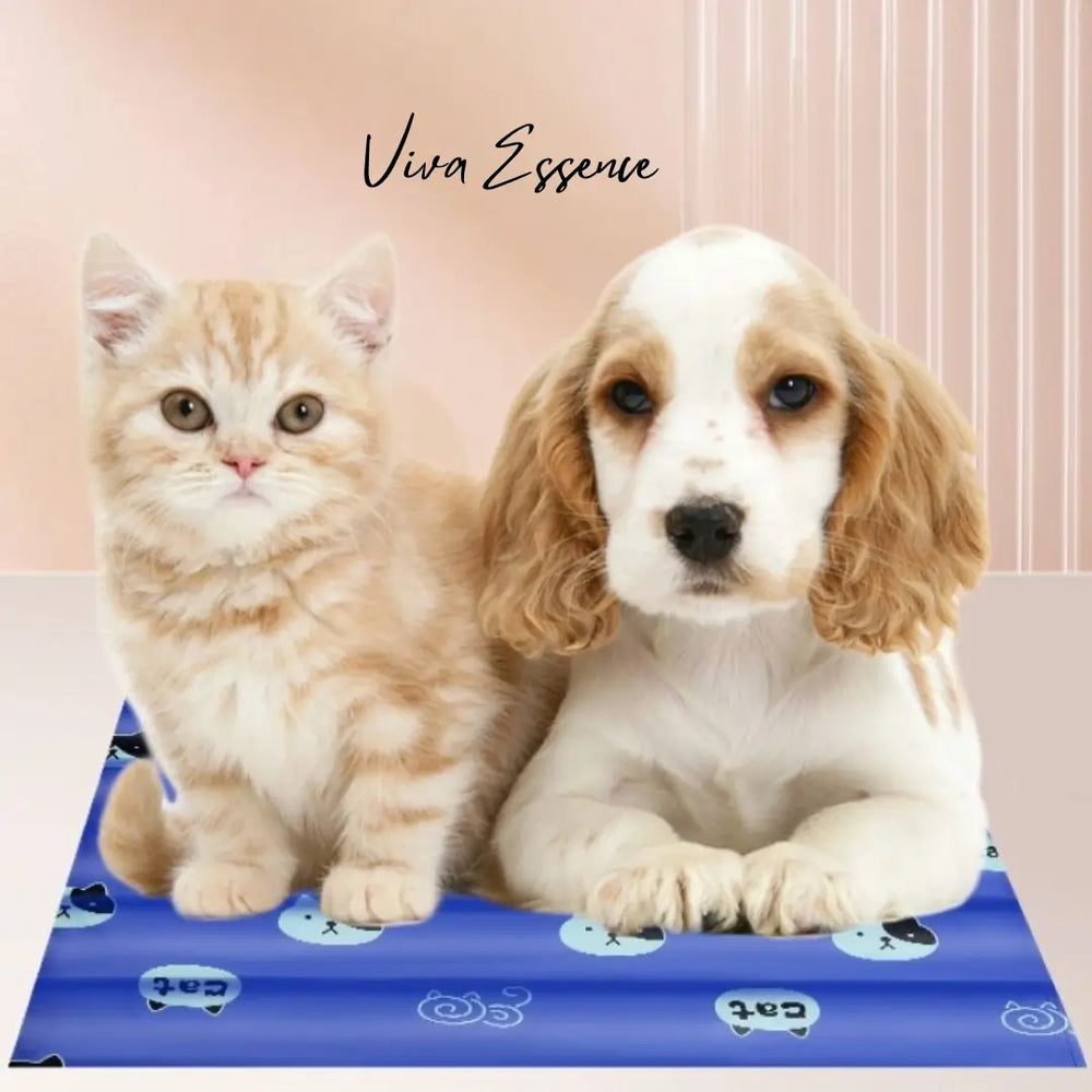 Vattentålig kylmatta för katt i Ice Silk PVC med avtorkningsbar yta för enkel hygien - vivaessencepet