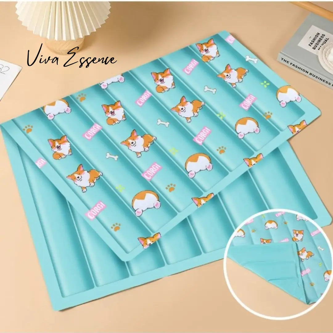Self-cooling pet mat using advanced gel technology that requires no refrigeration to keep pets cool - vivaessencepet