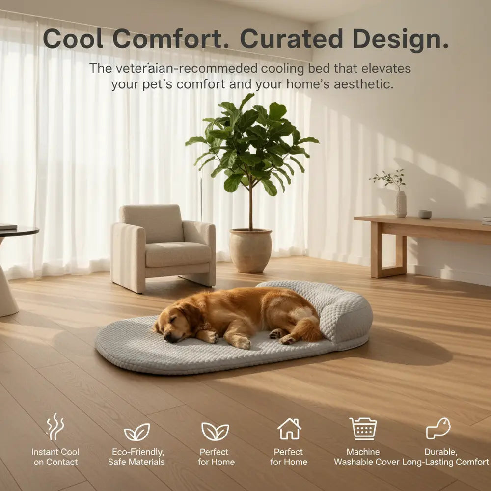 6. Tapis rafraîchissant pour chien au design épuré, s'intégrant harmonieusement dans un intérieur moderne de style japandi - vivaessencepet
