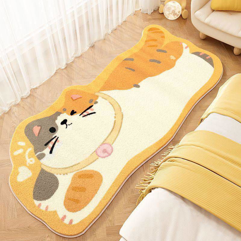 Tapete de área fofo e macio com uma silhueta de gato divertida, ideal como tapete aconchegante para crianças ou como tapete adorável para quarto de bebé - vivaessencepet