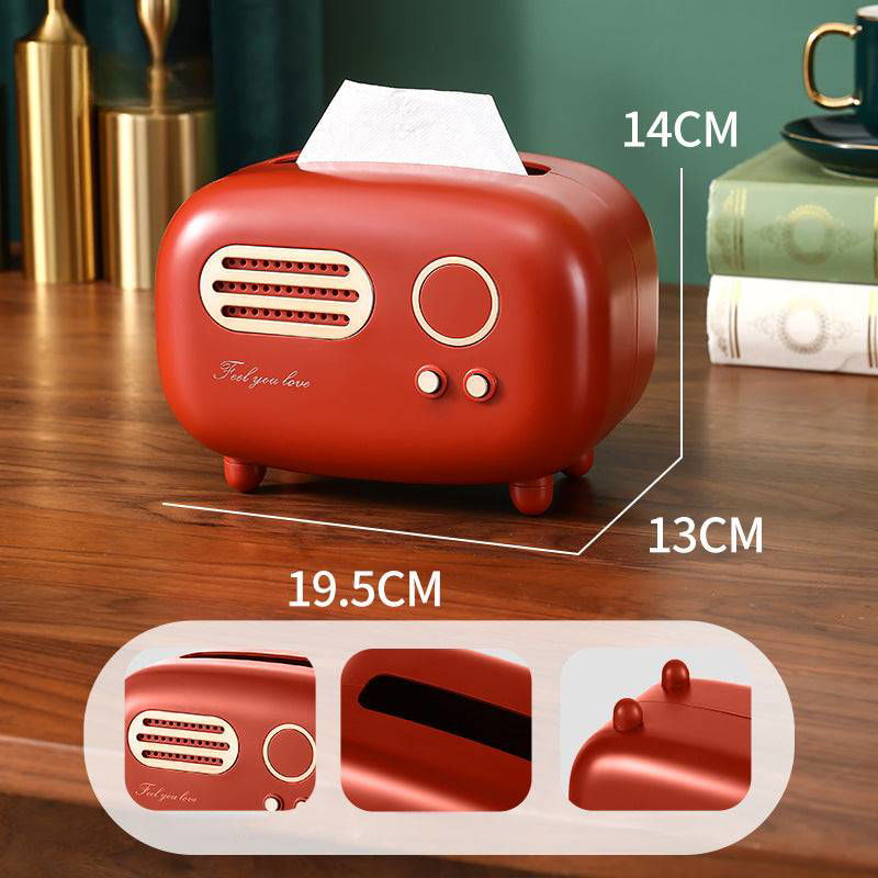 Caja de pañuelos con forma de radio retro usada como un elegante cofre de almacenamiento y un regalo único de inauguración - vivaessencepet