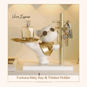 Schicker Schlüsselhalter für Katzen aus Kunstharz mit metallischen goldenen Akzenten. Perfekter dekorativer Schlüsselorganizer - vivaessencepet