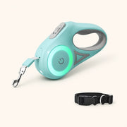 Laisse rétractable LED AuraGlow pour des promenades nocturnes en toute sécurité, dotée d’une poignée durable et ergonomique - vivaessencepet