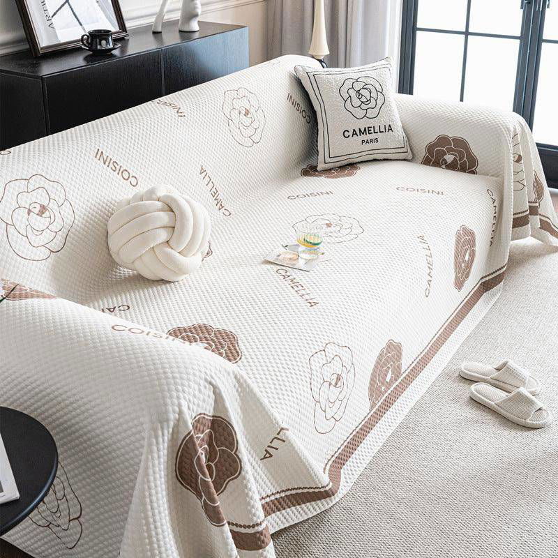 Chic Summer Cooling Sofa Cover - French Floral Elegance - Summer-Coffee -Viva Essence Pet