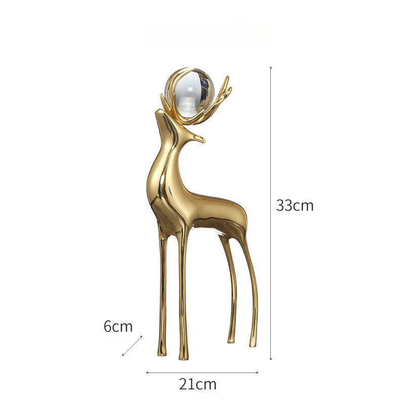 Graceful Brass & Crystal Deer Decor Set - -Viva Essence Pet