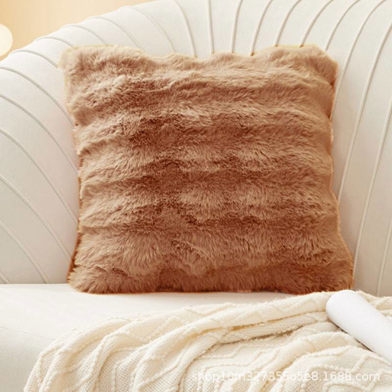Ultra-Soft Faux Fur Throw Pillow - Tuscany-Dark Coffee -Viva Essence Pet