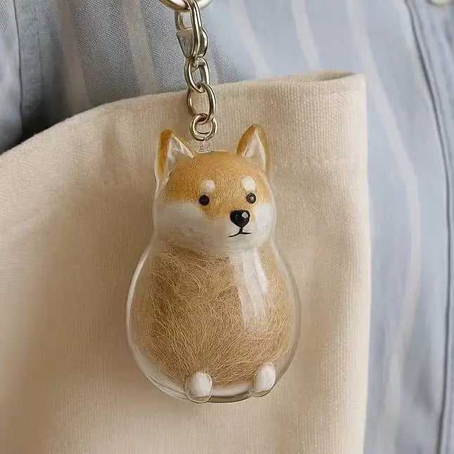 Ever-With-Me Pet Fur Keepsake Keychain - Cute Corgi -Viva Essence Pet