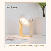 Aura Fold 3-in-1 portable ambient light fully extended as a modern lantern on a table - vivaessencepet