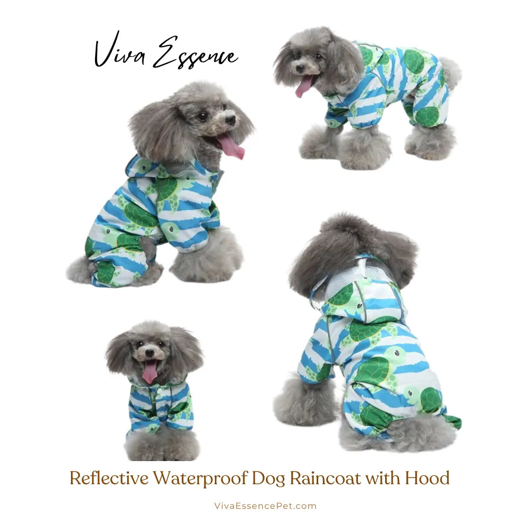 Playful Protector Dog Raincoat with Reflective Accents - -Viva Essence Pet