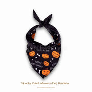 Spooky and cute Halloween dog bandana on a happy pup, the perfect pet Halloween accessory - vivaessencepet