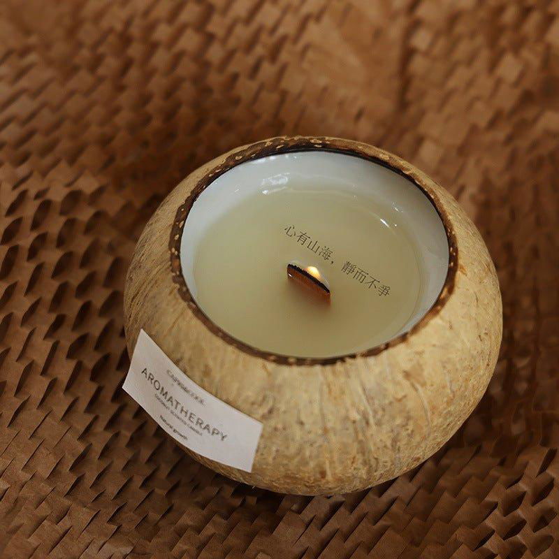 Tropical Coconut Shell Candle for Serene Home - -Viva Essence Pet