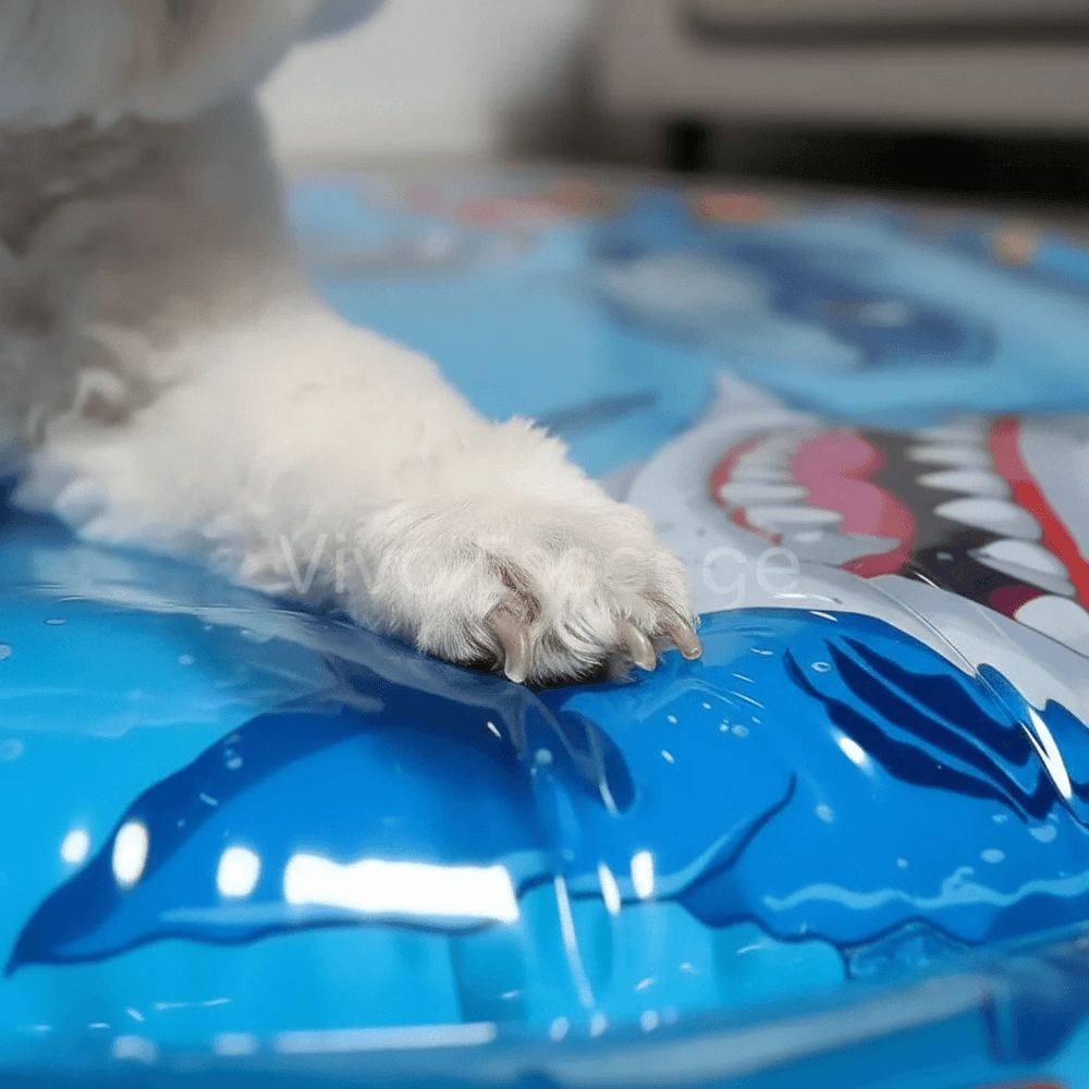 Proprietario che pulisce la superficie facile da pulire di un lettino refrigerante per cani atossico - vivaessencepet