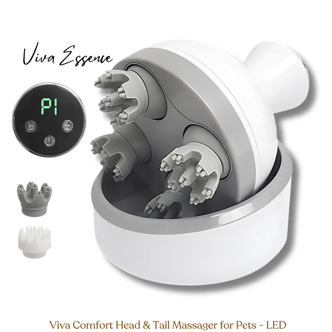 Viva PetZen Ergonomic Pet Massager - White with LED Display -Viva Essence Pet