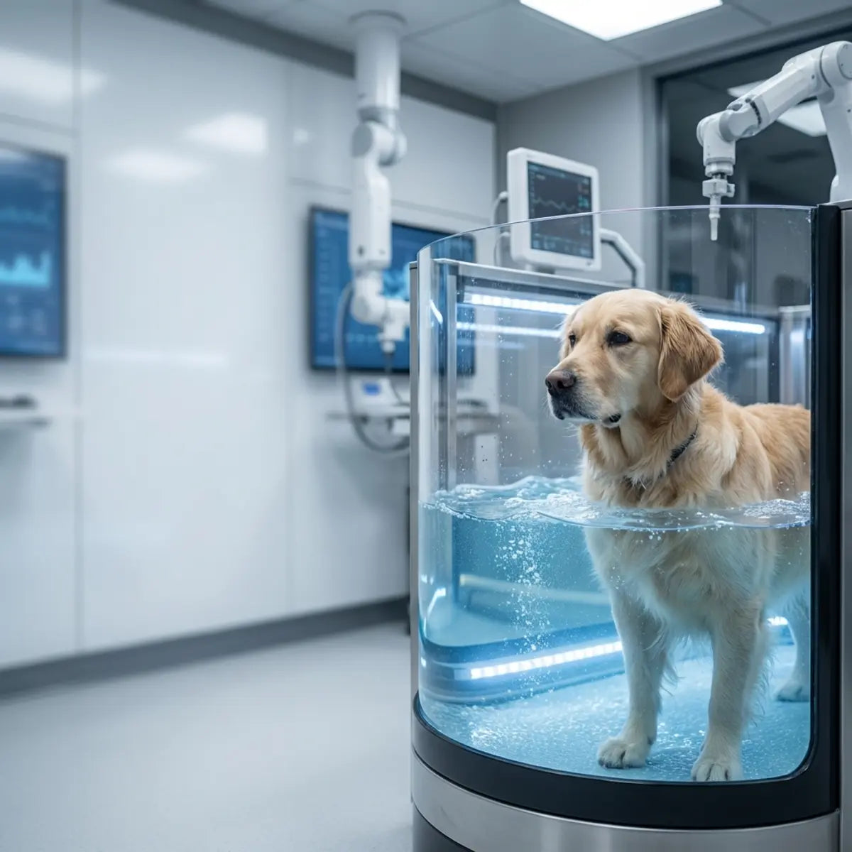 Simulação de imersão em líquido para cães: o futuro da reabilitação canina