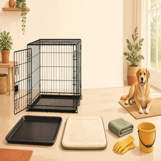 How to Clean a Dog Crate Safely: Tray, Bars, Bedding, and Accident Odors