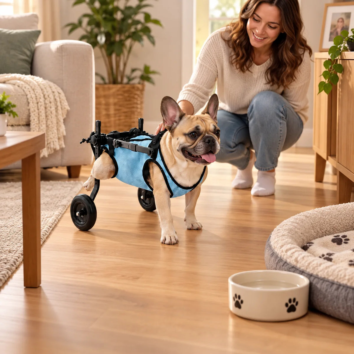 室内で犬用車いすを使うための準備：通路、方向転換スペース、床面