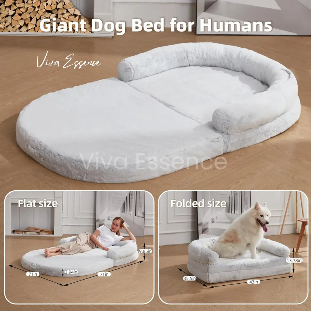 2-in-1 Calming Giant Dog Bed & Sofa for Pets & Humans - Viva Essence