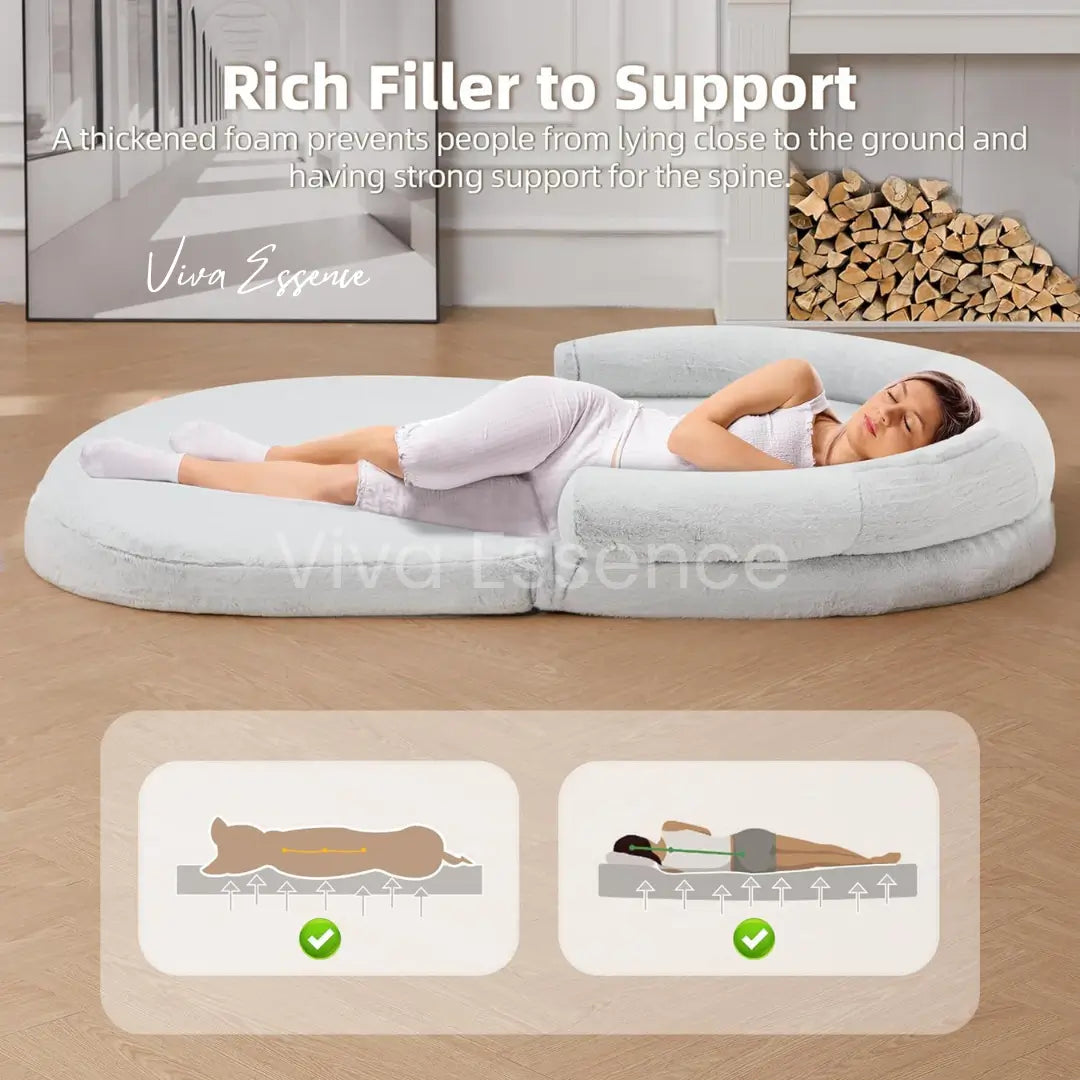 2-in-1 Calming Giant Dog Bed & Sofa for Pets & Humans - Viva Essence