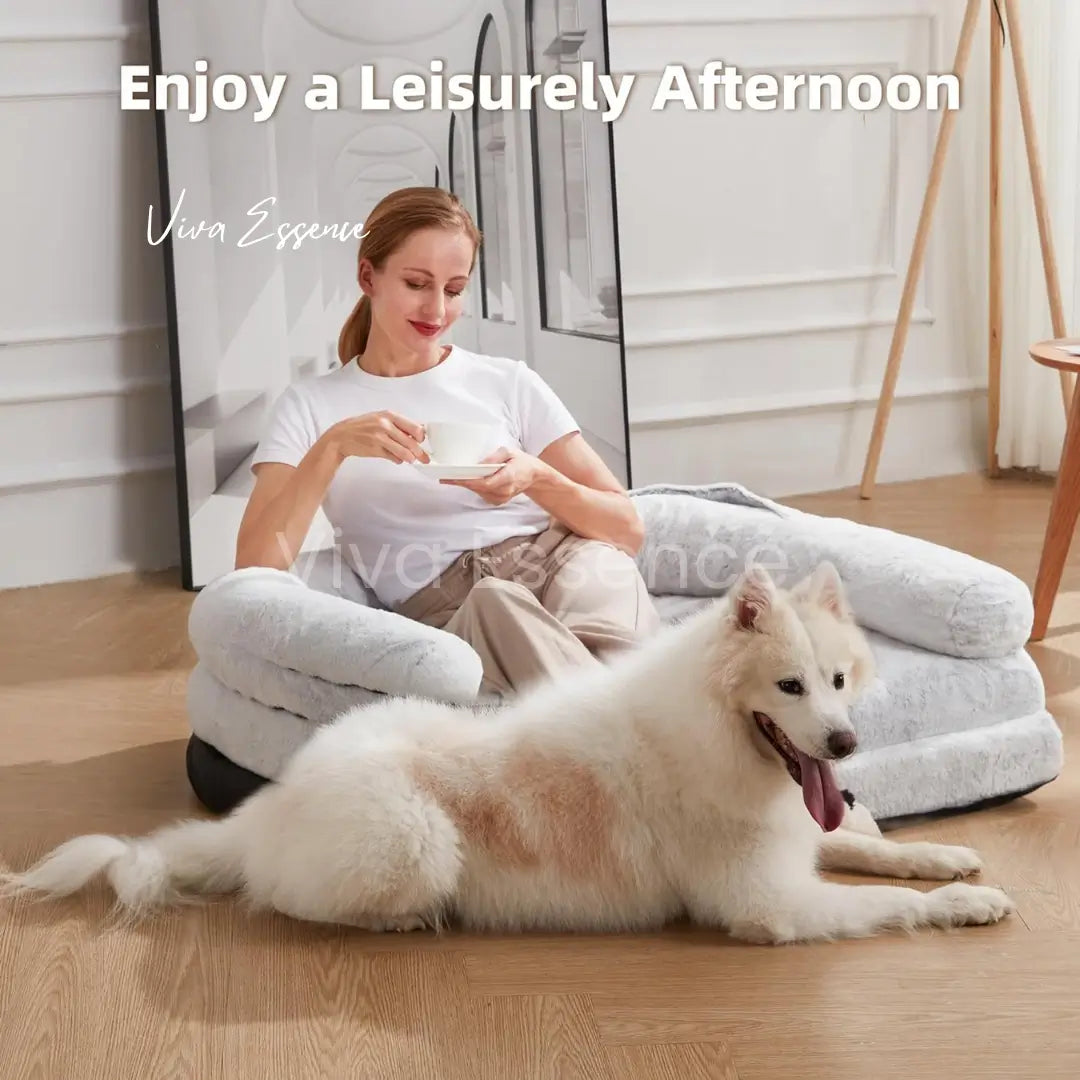 Large orthopedic dog sofa made with human-grade foam for premium joint and pressure support - vivaessencepet