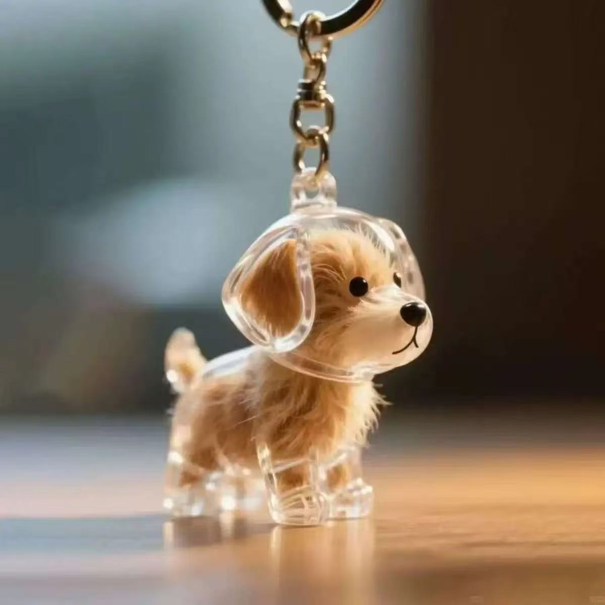 Memorial pet keychain with a clear capsule for holding dog or cat fur - vivaessencepet