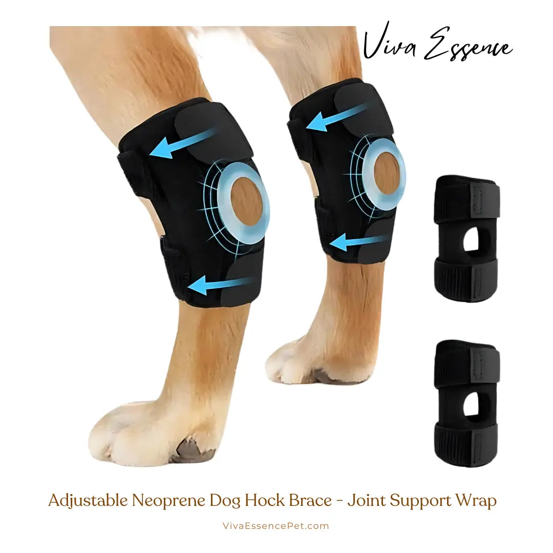 Close-up of neoprene and webbing construction on ProCare canine hock brace - vivaessencepet