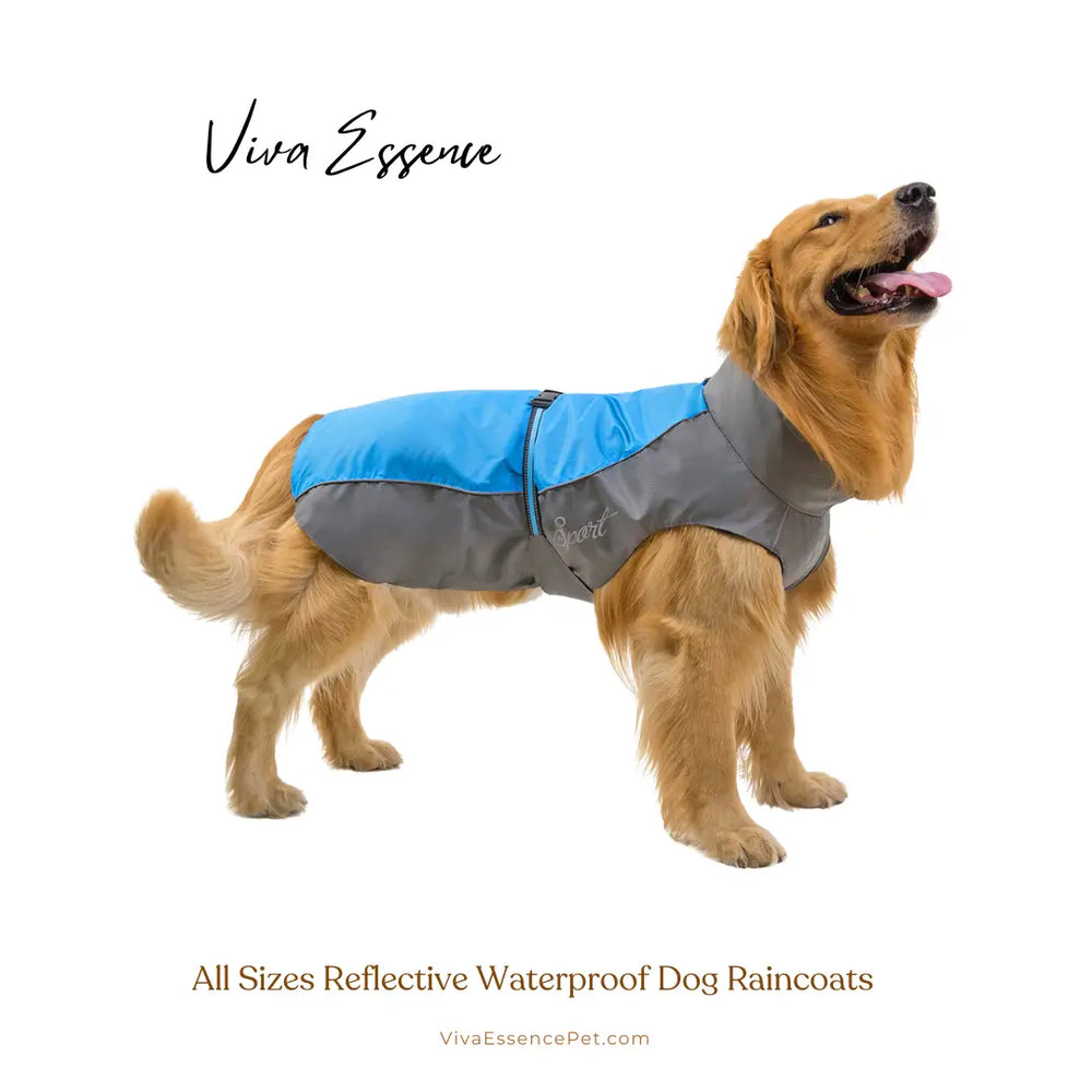 大雨、風、みぞれからしっかり守る、反射仕様のドッグジャケット - vivaessencepet