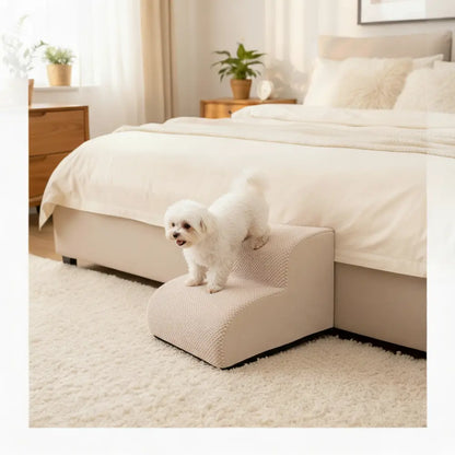 AuraEase™ Safety Pet Steps for Bed & Couch - Beige 2 Steps -Viva Essence Pet