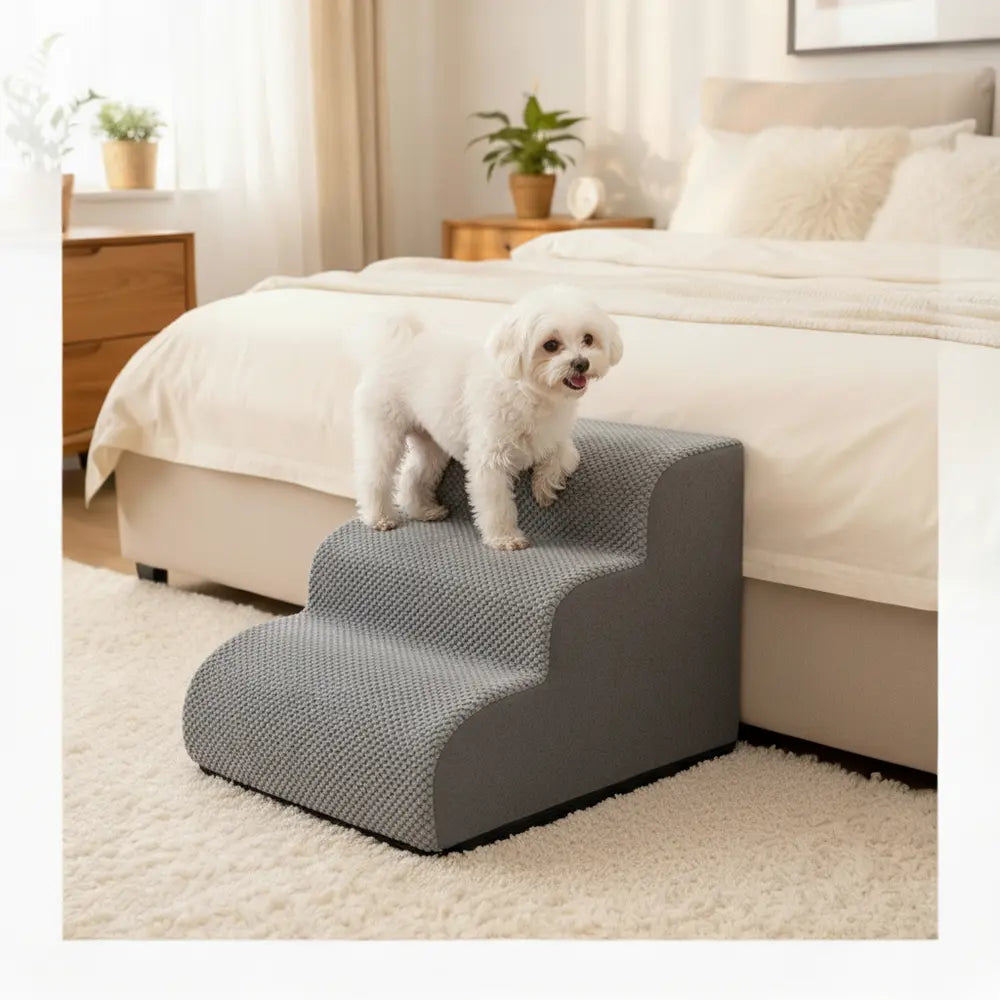 AuraEase™ Safety Pet Steps for Bed & Couch - Gray 3 Steps -Viva Essence Pet