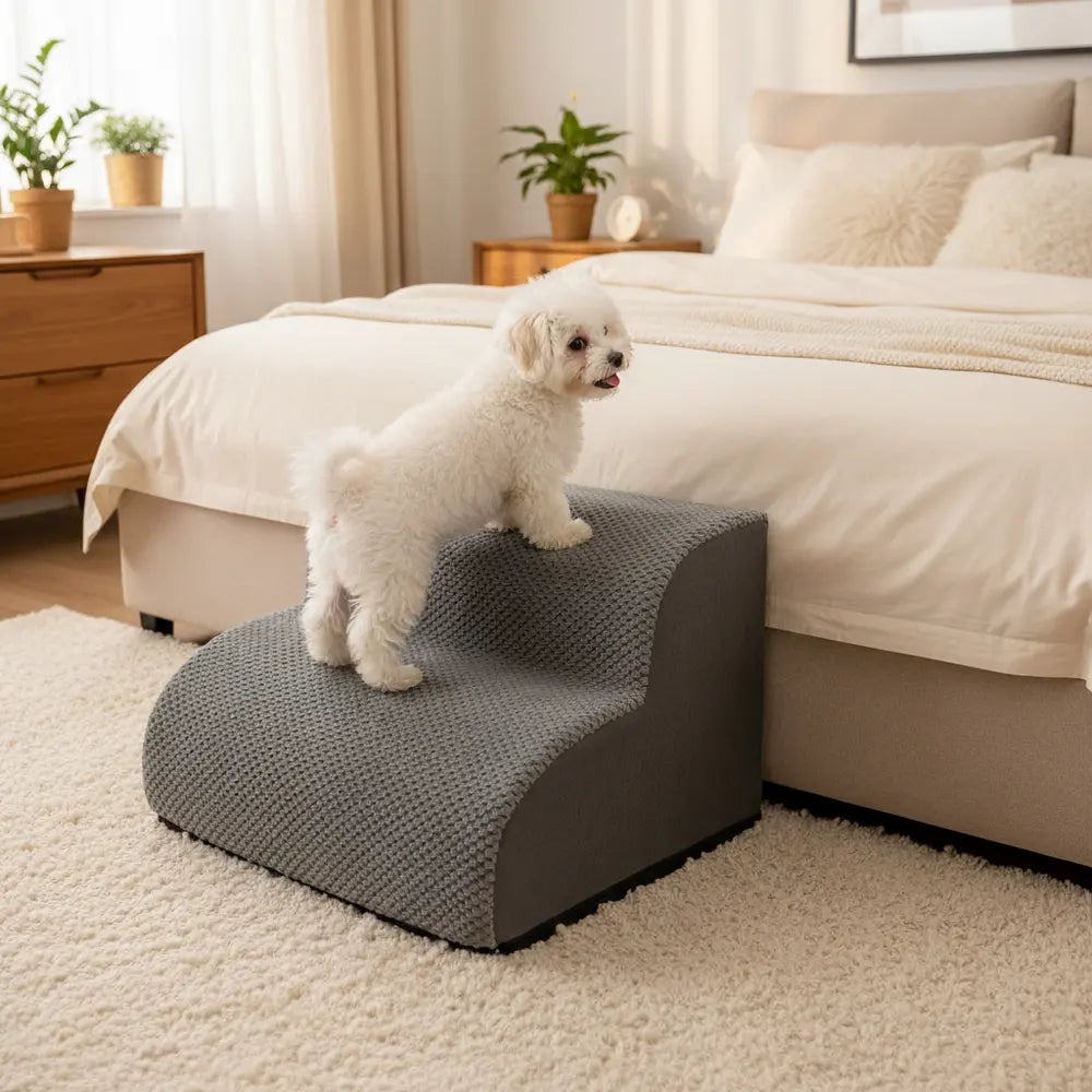 AuraEase™ Safety Pet Steps for Bed & Couch - Gray 2 Steps -Viva Essence Pet