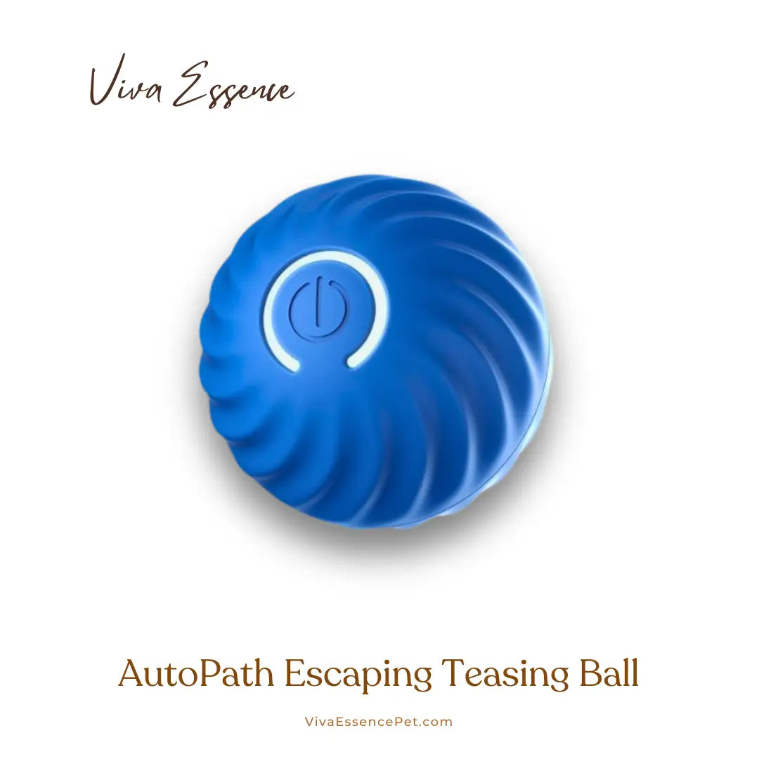 Blue IntelliRoll self-rolling pet ball for supervised dog and cat play - vivaessencepet
