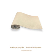 HarmonyGuard cat scratch protector applied to a grey sofa, keeping the fabric safe from cat claws - vivaessencepet