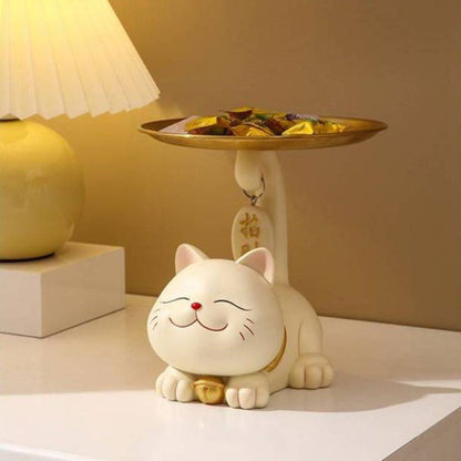 Charming Lucky Cat Resin Key Holder Tray - Home Decoration and Gift - Viva Essence