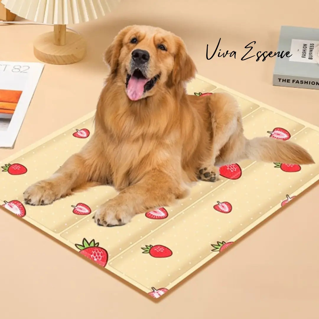 Chill Ice Tech Mat for Pets - Beige (Strawberry) Viva Essence