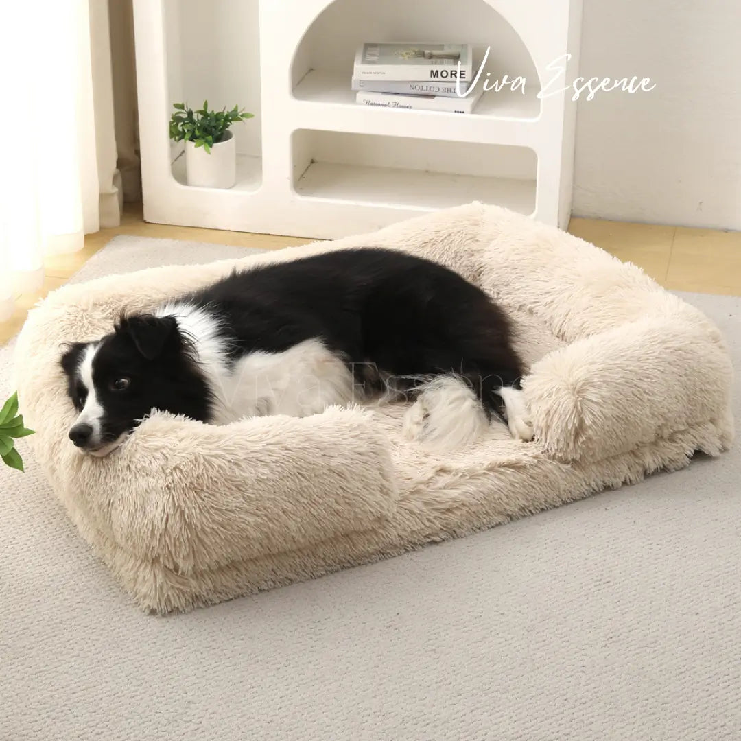 Aufgeschnittene Ansicht des zweilagigen Memory-Foam-Hundebetts mit 30D superweichem Schaumstoff und orthopädischer Basis - vivaessencepet