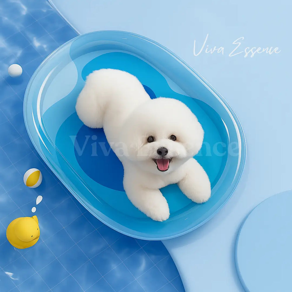 Letto Paw Cool Oasis blu oceano riempito con acqua di rubinetto fresca per riposare quando fa caldo - vivaessencepet