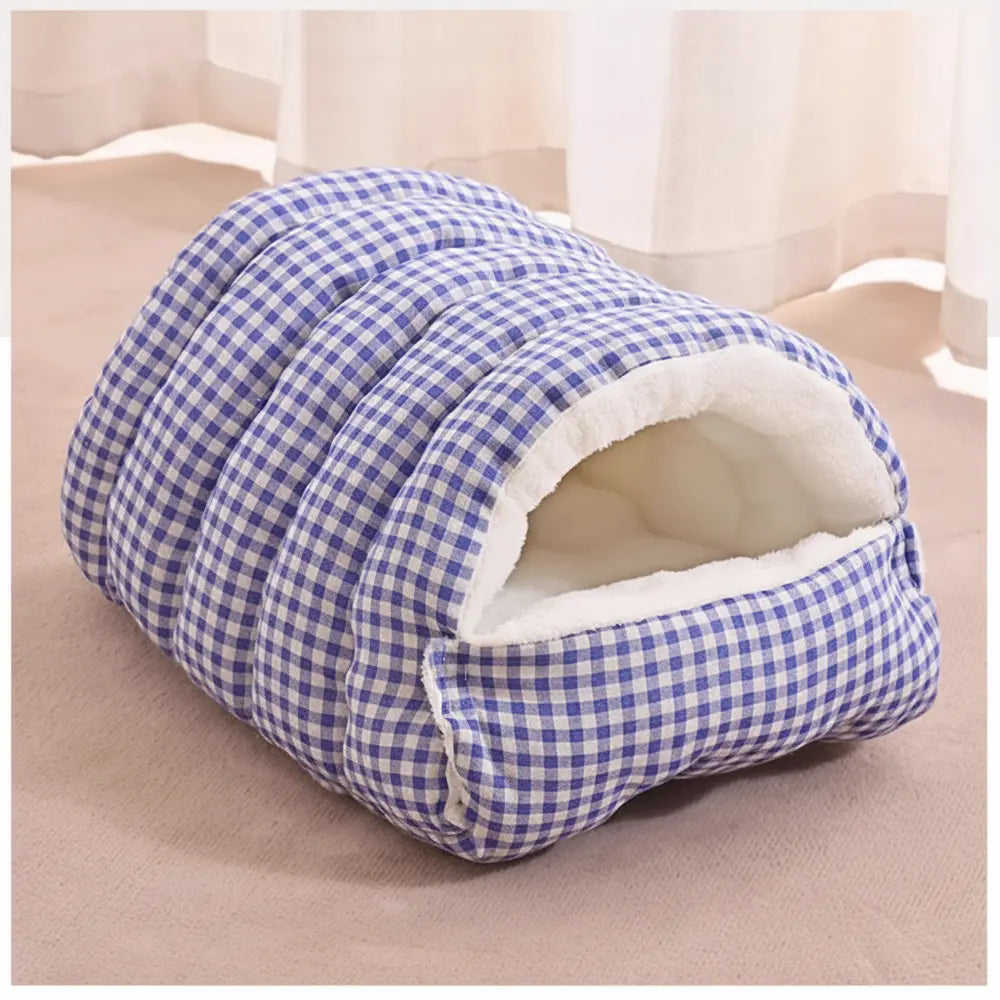 Cozy Cave Pet Bed for Security & Warmth - Blue -Viva Essence Pet
