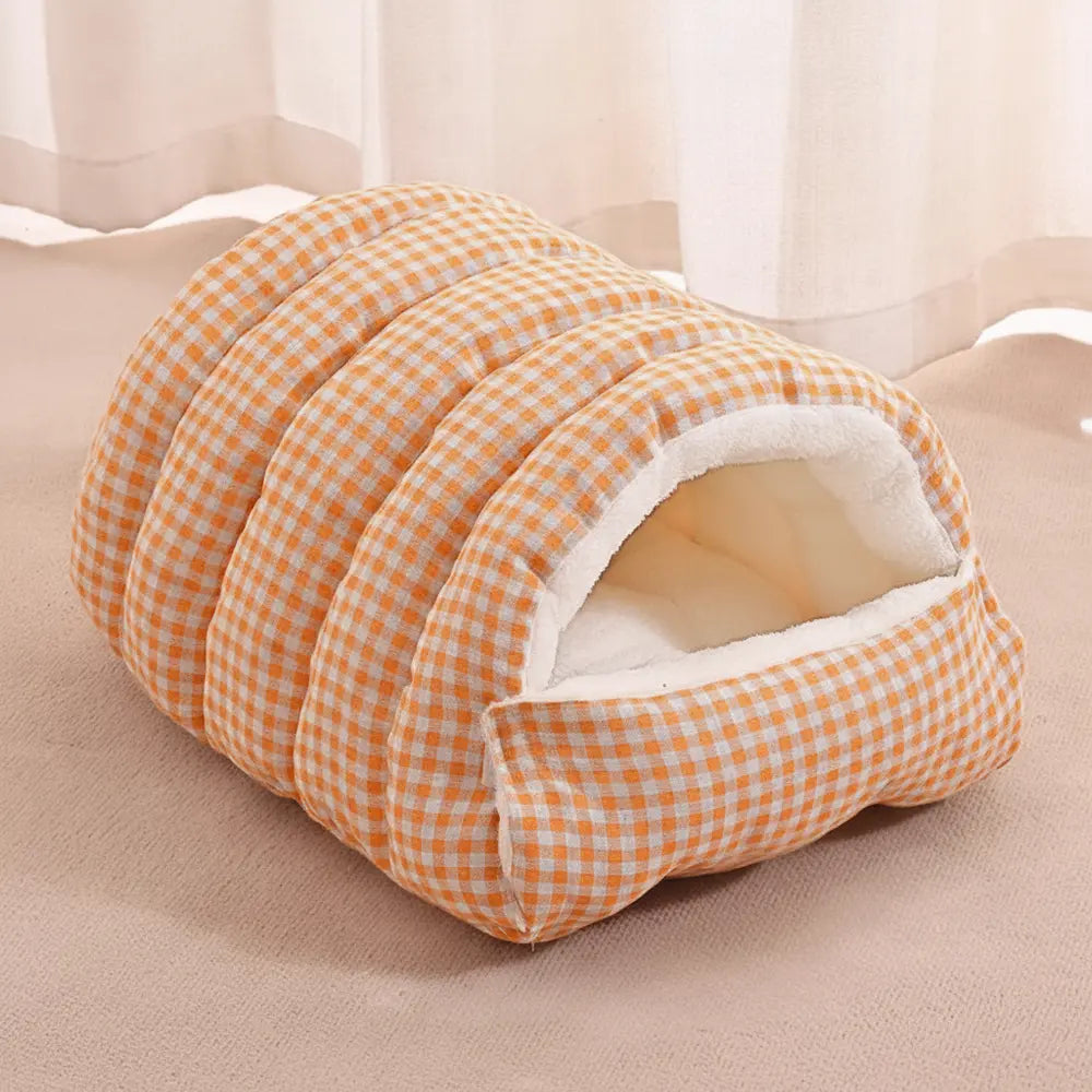 Cozy Cave Pet Bed for Security & Warmth - Orange -Viva Essence Pet