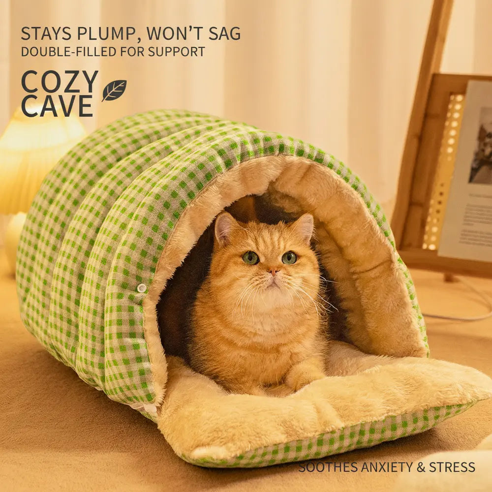 Small dog cave bed with shape-retaining home comfort and cozy entrance - vivaessencepet