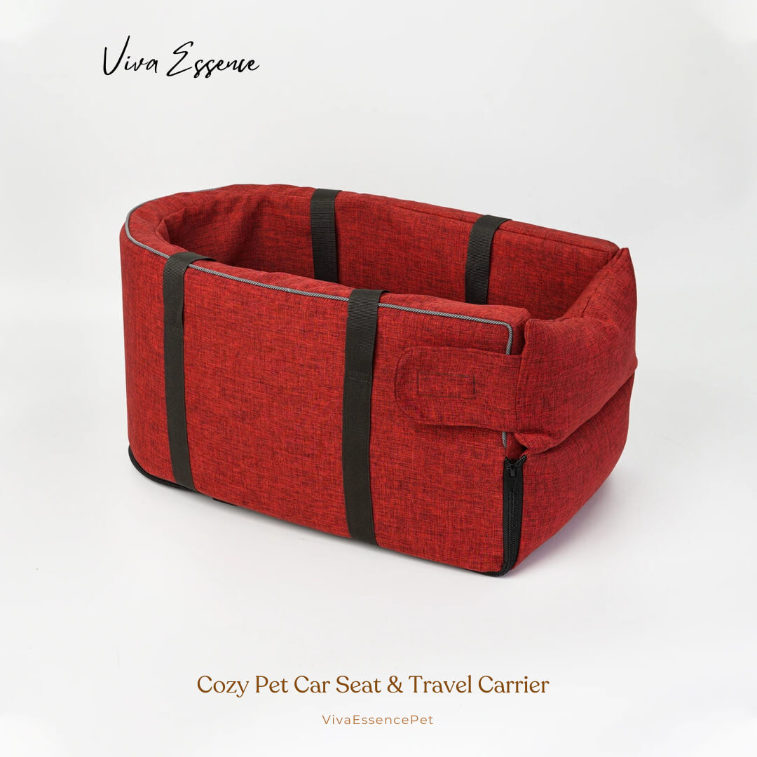 Cozy Pet Car Seat & Travel Carrier - Safe & Comfy Journeys - Red Viva Essence