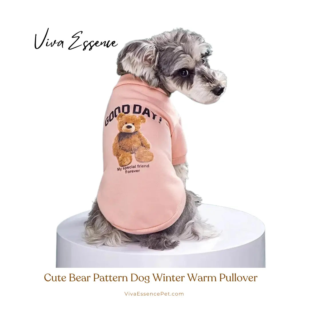 Cute Bear Pattern Dog Winter Warm Pullover - Light Pink Viva Essence