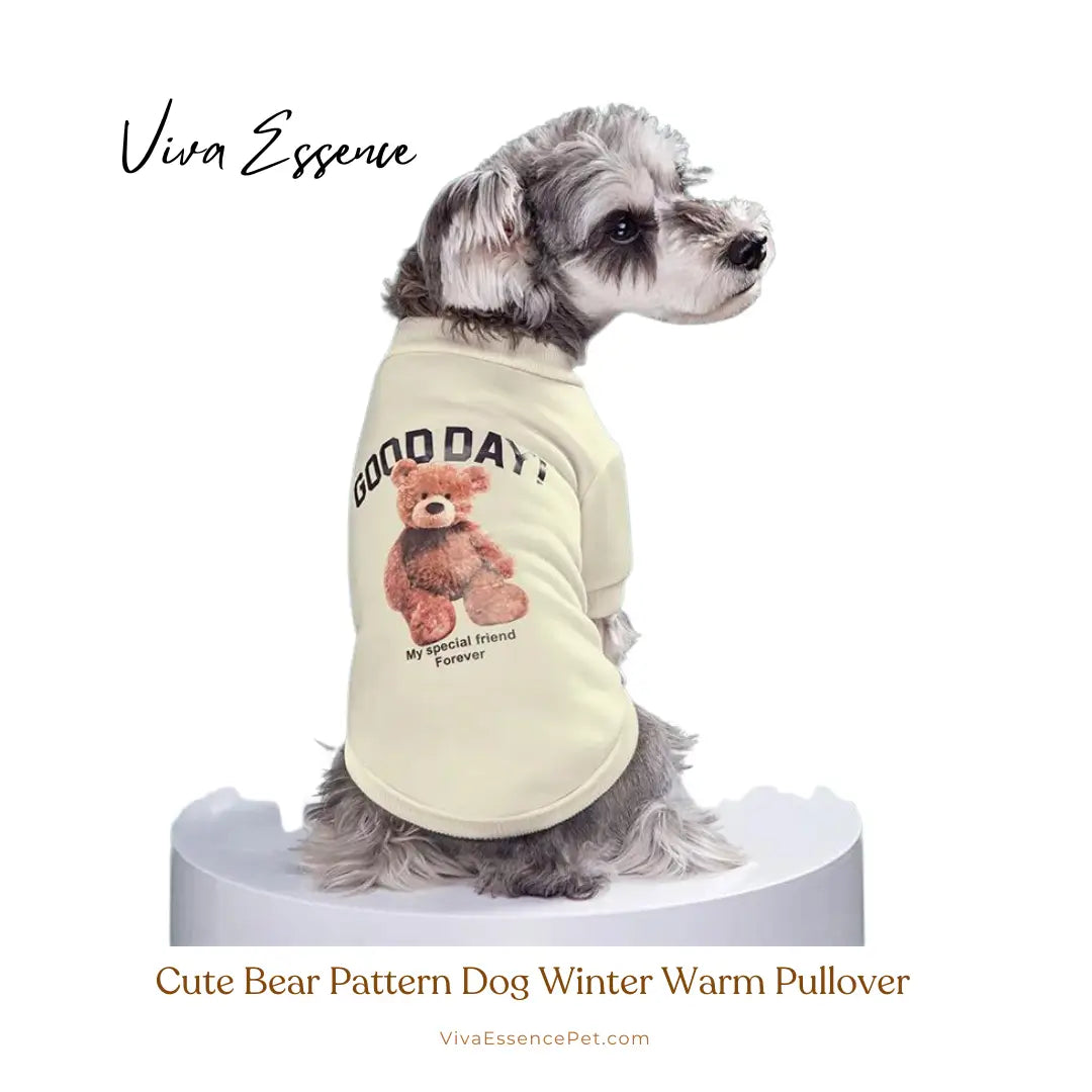 Cute Bear Pattern Dog Winter Warm Pullover - White Viva Essence