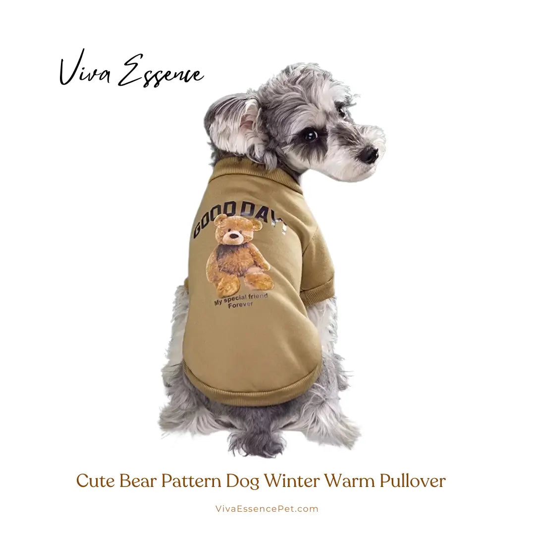 Cute Bear Pattern Dog Winter Warm Pullover - Khaki Viva Essence