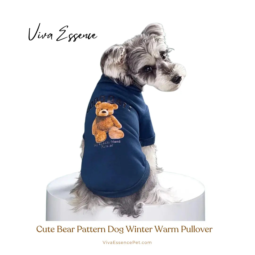 Cute Bear Pattern Dog Winter Warm Pullover - Dark Blue Viva Essence