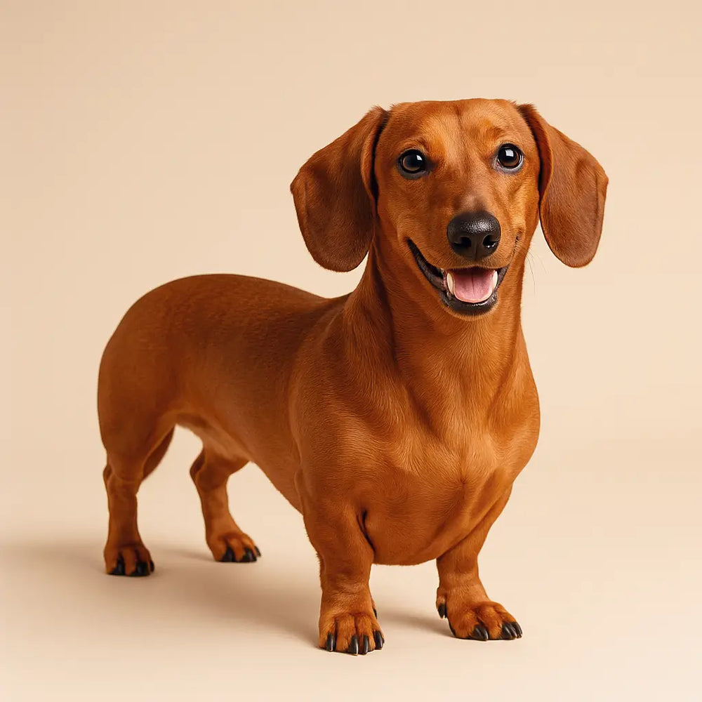 Milo, a five-year-old Dachshund and Viva Essence Pet model, on a careful supervised walk