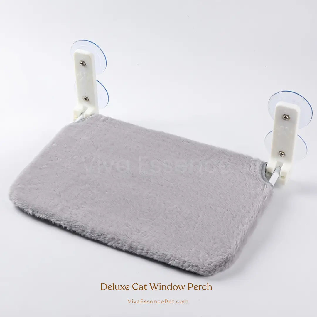 Deluxe Cat Window Perch - Comfy Hammock with Scenic View - Plush - Gray Viva Essence