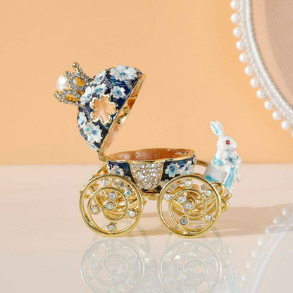 Enchanted Carriage Trinket Box: Blossom Bunny Fairy-Tale Keepsake, Hand-Painted - Viva Essence