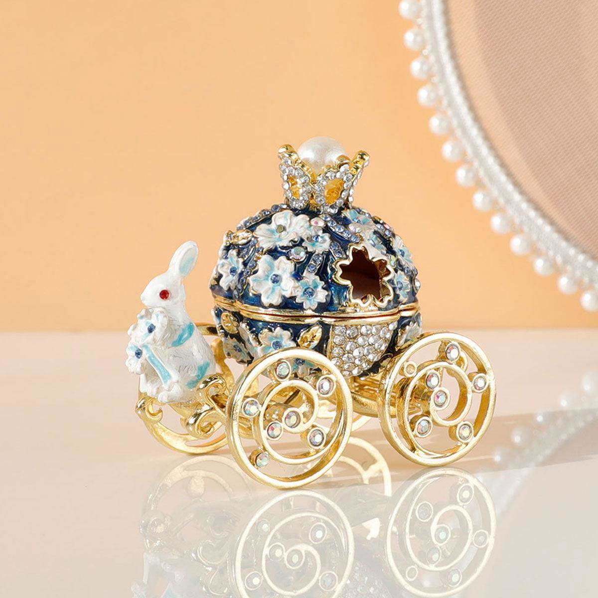 Unique enchanted carriage jewelry holder providing sentimental keepsake storage for delicate rings - vivaessencepet