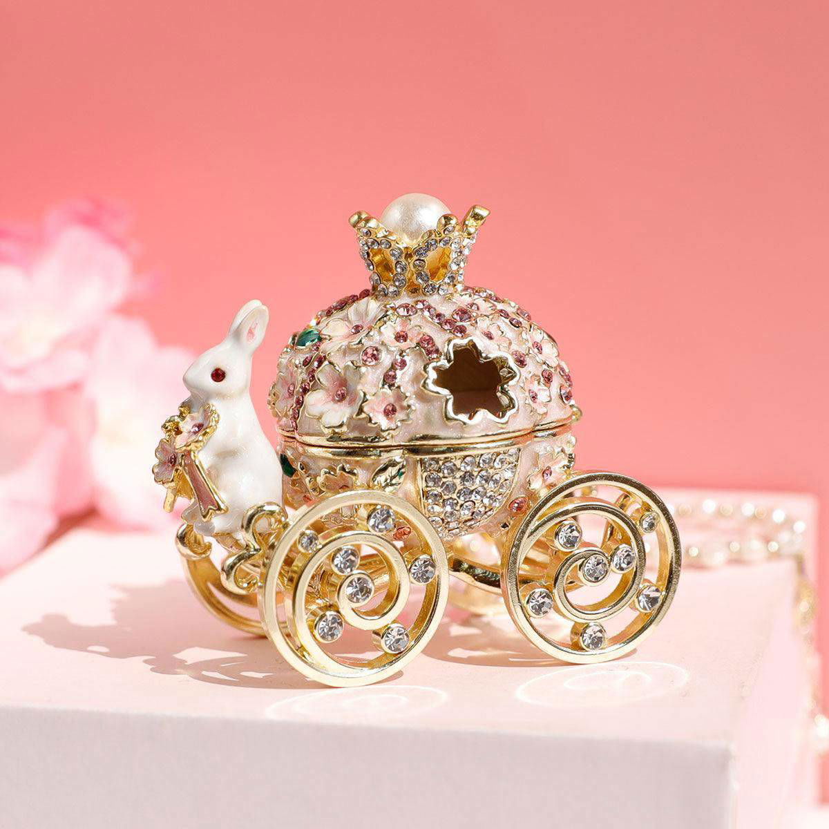 Fine hand-painted porcelain trinket box with lustrous enamel and sparkling rhinestone details - vivaessencepet
