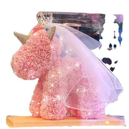 Enchanted Eternal Rose Unicorn Sculpture - Viva Essence